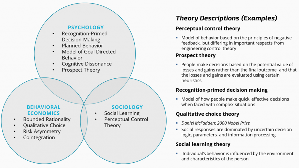 Theory Descriptions (Examples) Perceptual Control Theory, Prospect Theory, Recognition-primed decision making, Qualitative choice theory, Social learning theory.