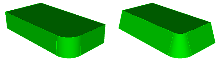 Figure 2: The new taper command can change the slope of surfaces relative to a plane or axis.