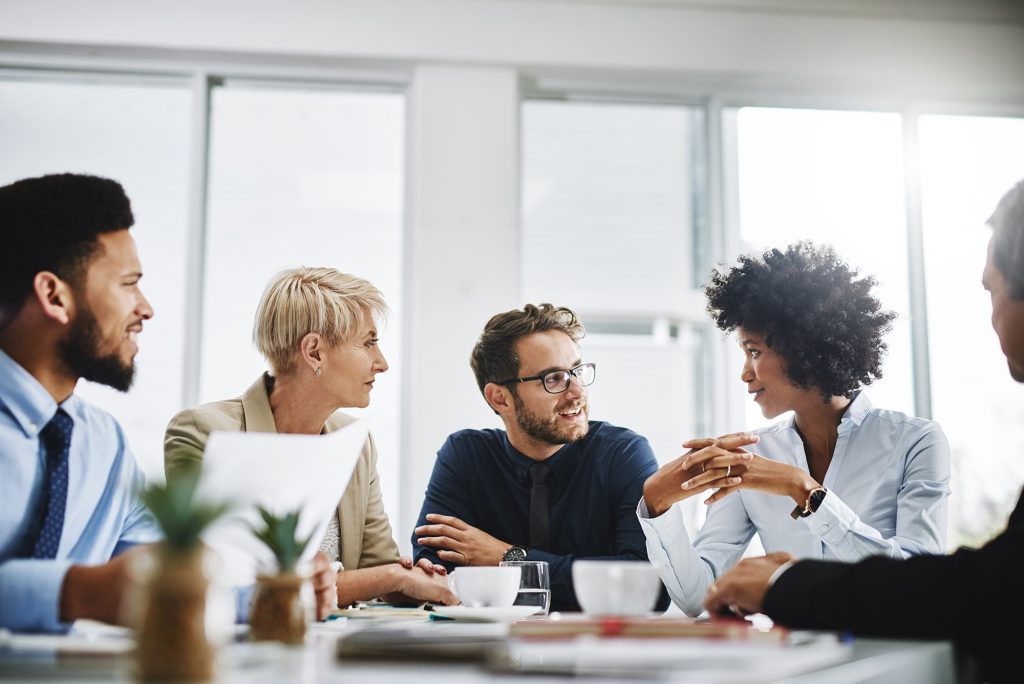 Group of people meeting in a business office