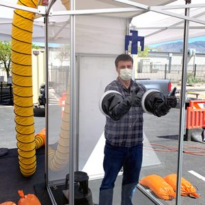 Image of person in a test booth