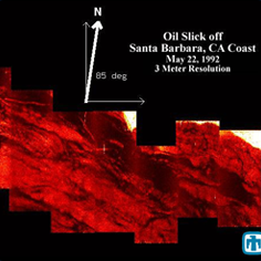 Oil spills that were collected by Sandia's Stripmap SAR technology