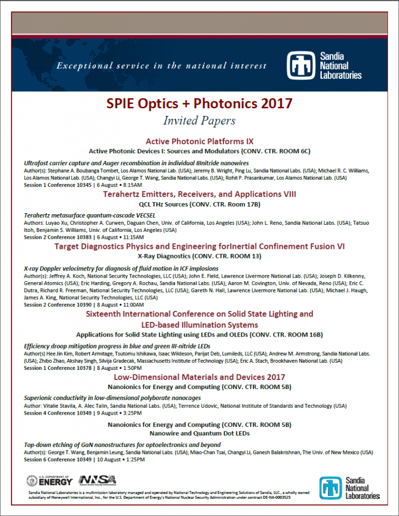 2017 SPIE Optics & Photonics
