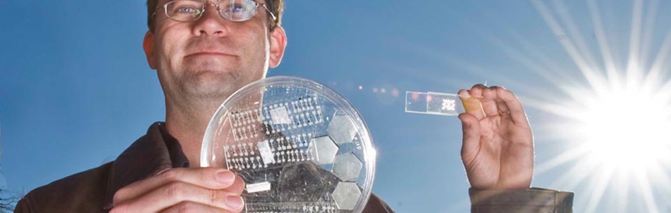 Microsystems-enabled photovoltaics, also known as solar glitter