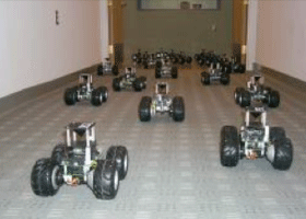 Swarm Control Technology Robots in hallway