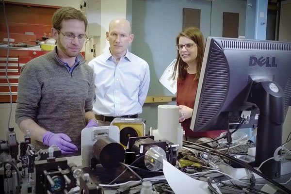 NEDs — High-Performance Nanoantenna-Enabled Detectors team from left, Michael Goldflam, principal investigator David Peters and Anna Tauke-Pedretti (Photo courtesy of Sandia National Laboratories)