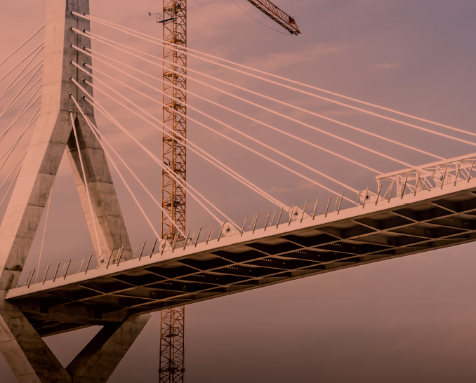 A large urban suspension bridge