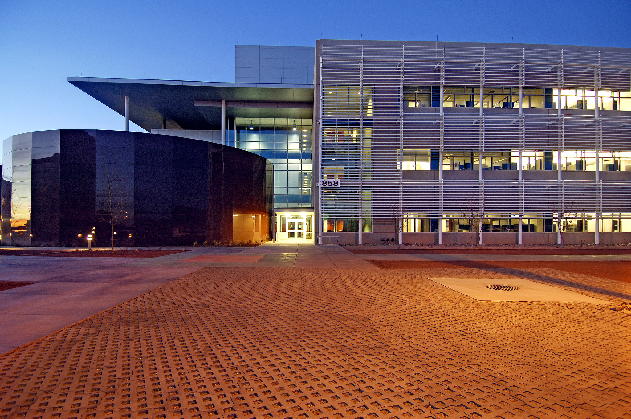 MESA building at dusk