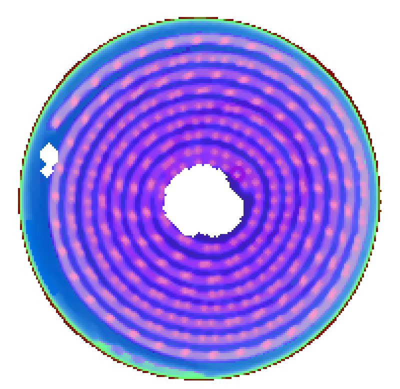 CHXI-MMT scan of a CR123A Lithium Duracell Battery (the kind of battery used for a smoke detector). The colorization delineates between the different materials within the battery.