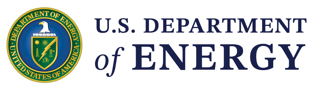Image of Color seal- Blue Lettering - Stacked horizontal DOE logo