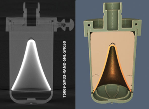 Computed tomography scans of explosive component