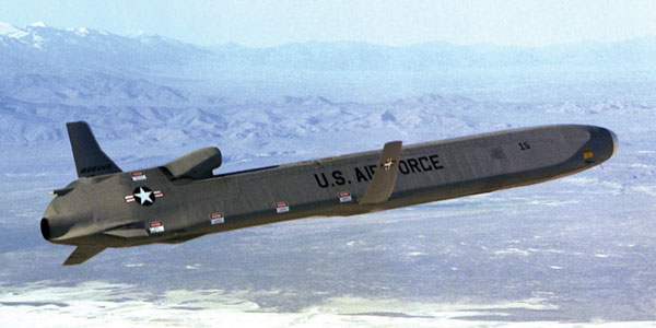 An AGM-86 air-launched cruise missile in flight