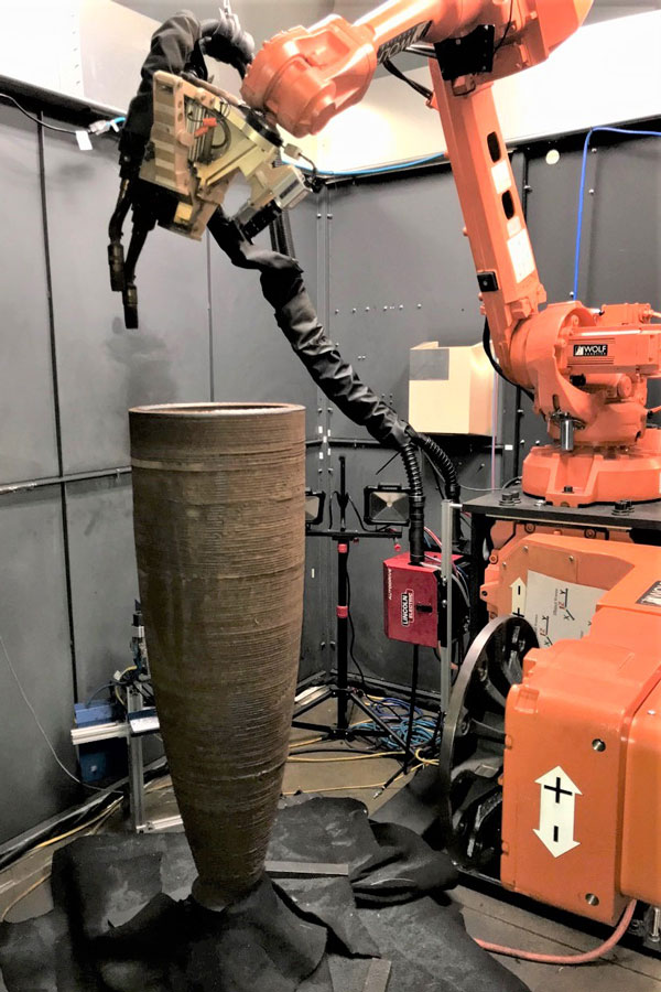 rocket nose cone with robotic arm