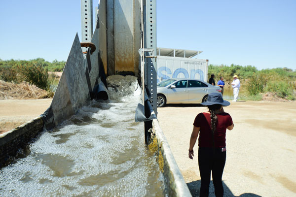 water flowing through floway system