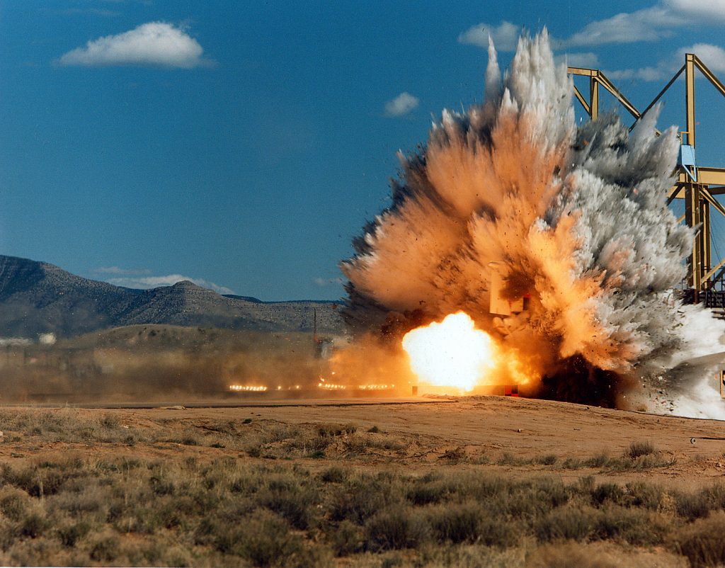Rocket sled test right after collision.
