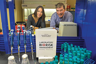 Jennifer Gaudioso and Ren Salerno are editors of a new book, Laboratory Biorisk Management, that aims to aid hospitals and bioscience labs assess, mitigate, and manage biological risks.	(Photo by Randy Montoya)