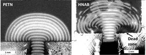 images of high explosive detonation comparing dispersal shape