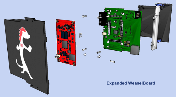 drawing of expanded weaselboard components