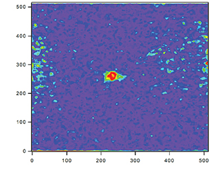 Image of the MOT cloud is shown here; its diameter is 1.5mm, consisting of approximately 10 to 20 atoms.