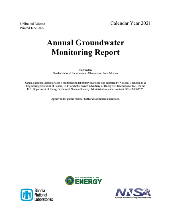 2021 Annual Groundwater Monitoring Report cover