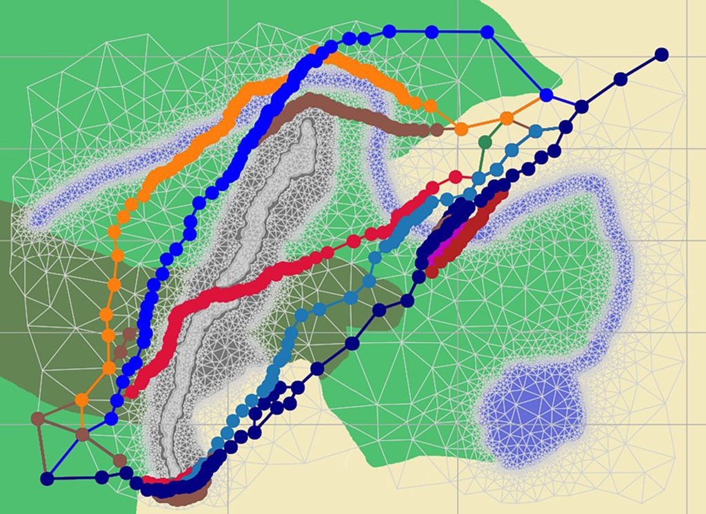 GORP generates plausible trajectories for a set of goals and constraints over a terrain, which are then refined for vehicle physics and used for planning.