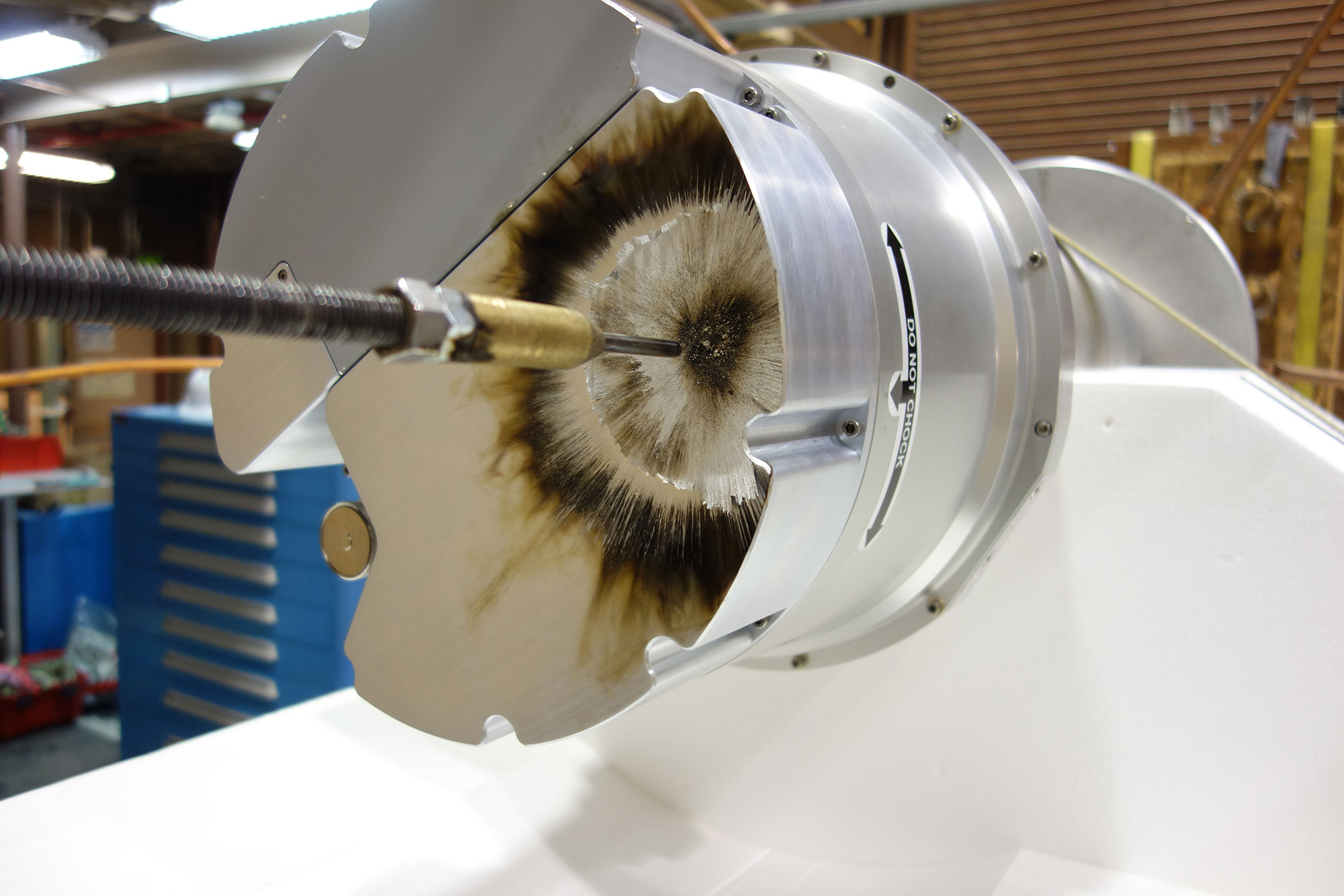 A lightning strike is simulated on W80-4 warhead test unit during qualification testing.