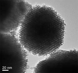 Transmission electron micrograph of nanoporous rhodium particle