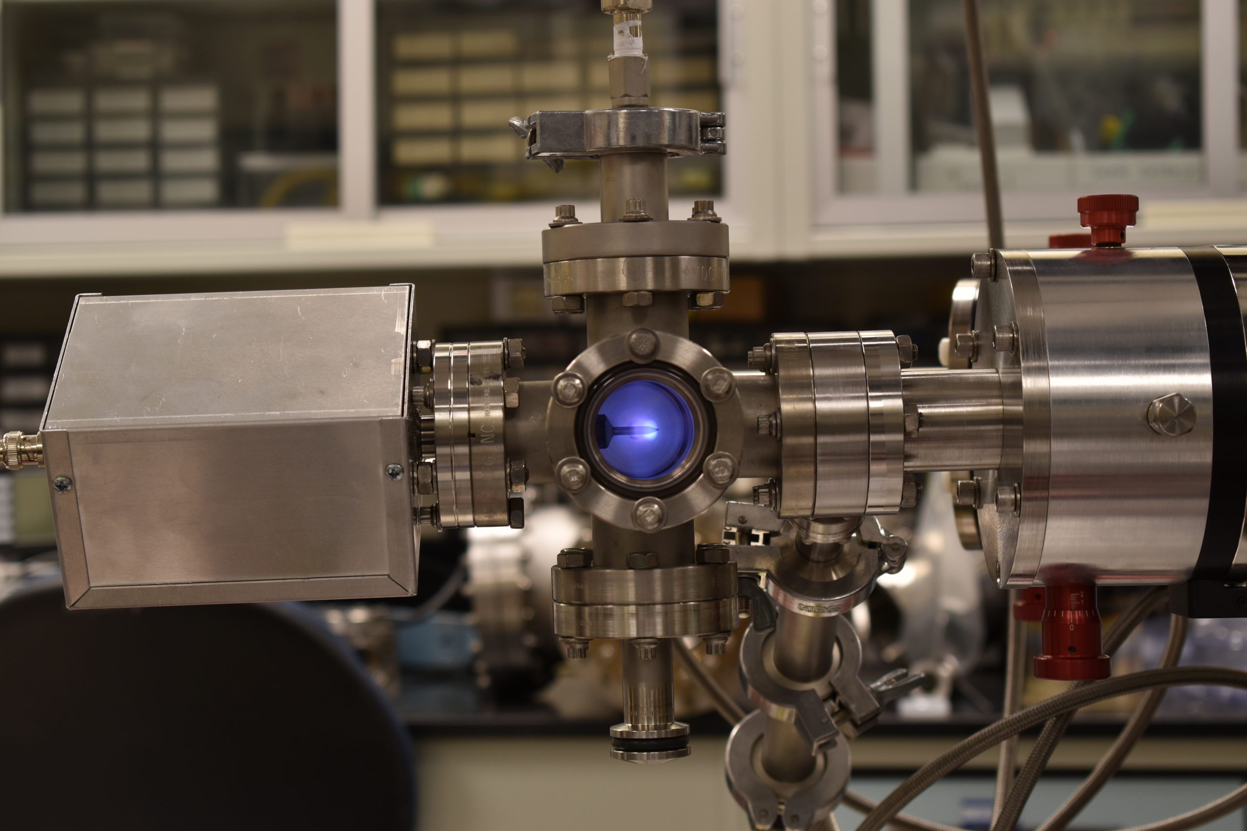 Nitrogen plasma study showing the instrument to conduct the experiment. Metallic