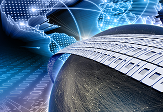 The earth shown as a web of internet connections
