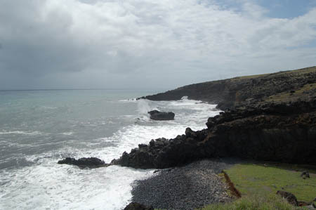 Rocky shore view with gloom y