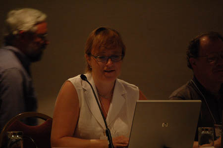 Participant looking at her laptop