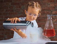 Child experimenting with liquid gas