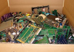 Box of old electronics