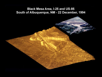 SAR-generated image of a mesa near Albuquerque