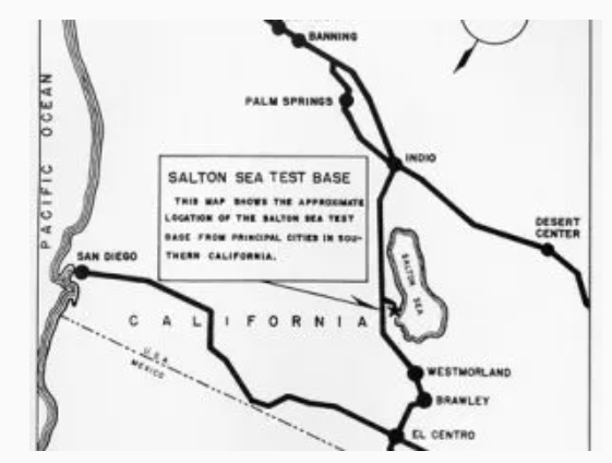 Map showing the location of the Salton Sea Test Base