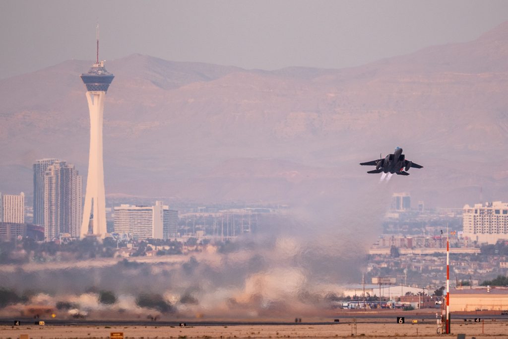 An inert B61-12 JTA is prepared, loaded and test flown on an F-15E, departing from Nellis Air Force Base on  June 24, 2025. Photo by Craig Fritz