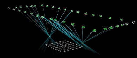 Illustration of privacy-preserving communication over a network of autonomous drones.