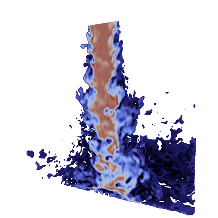 A visualization of the temperature field computed by the Nek5000 thermal hydraulics simulator created in VTK-m. (Image credit: Matthew Larsen, LLNL)