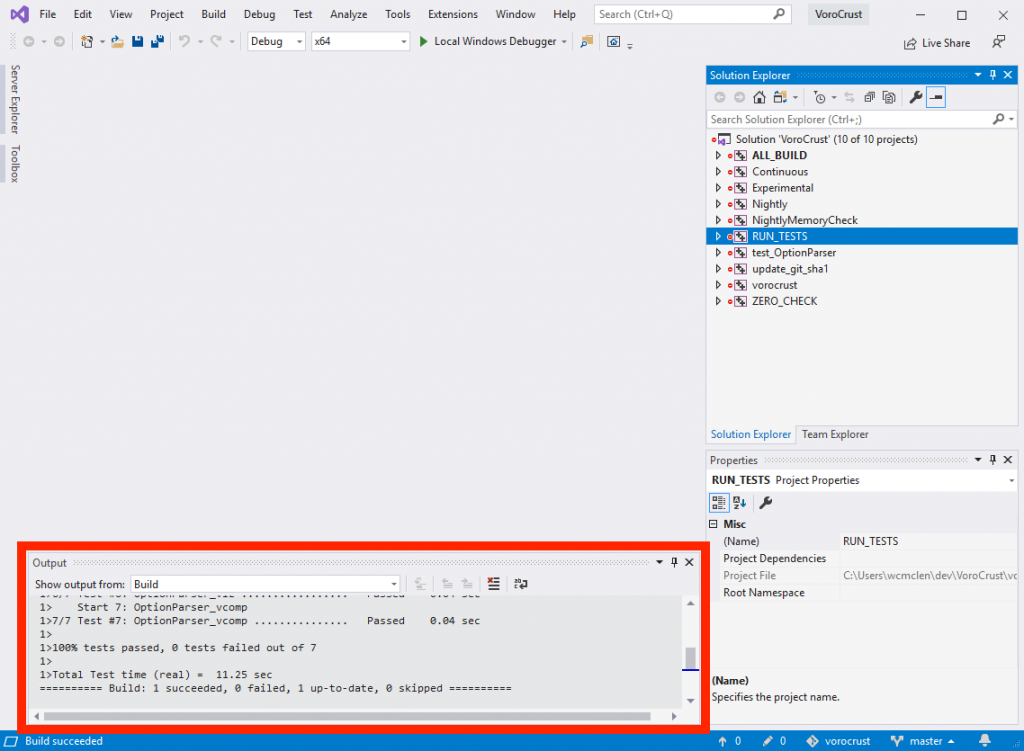 VoroCrust Windows VisualStudio compiled test success