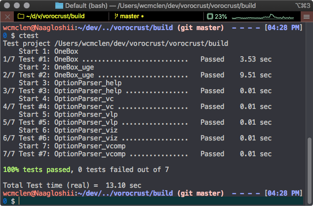 VoroCrust ctest OSX Console Output 