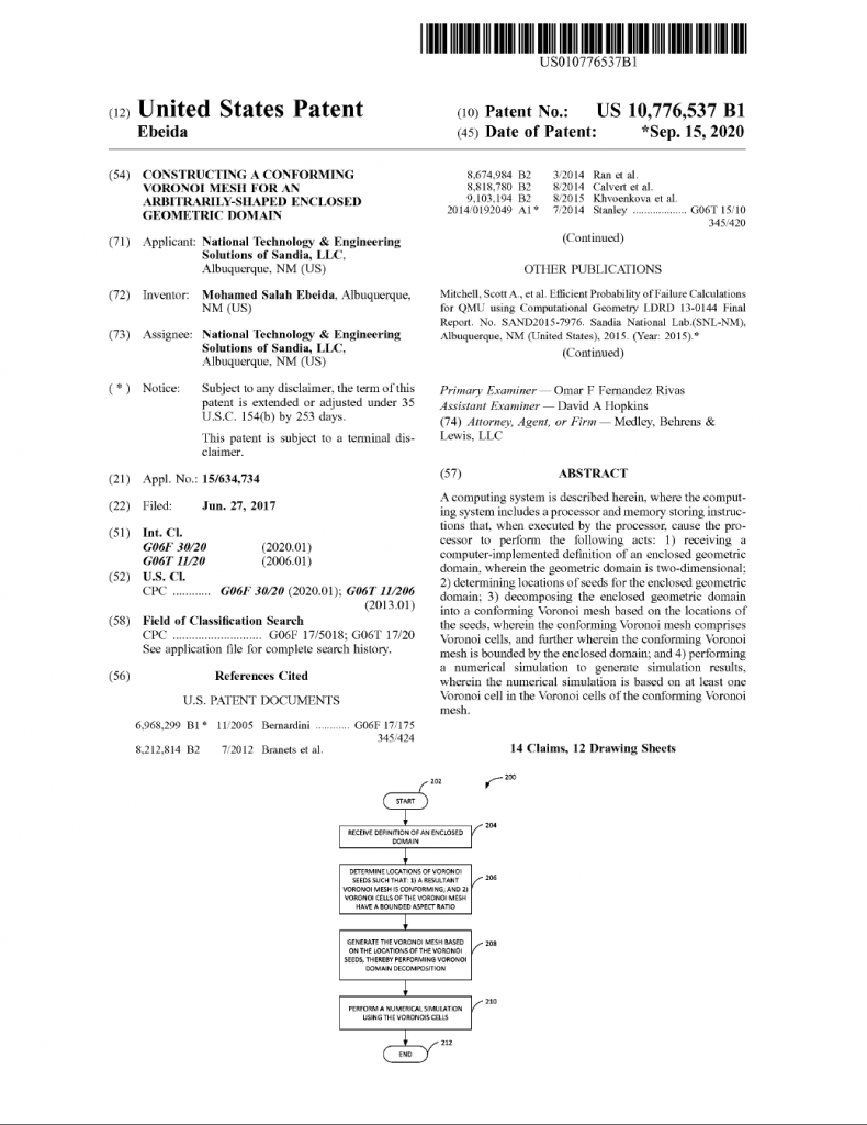 VoroCrust Patent Coverpage 10776537