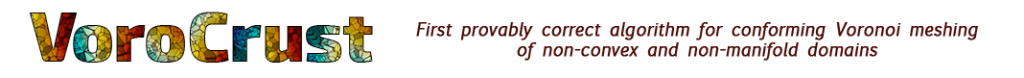 VoroCrust is the first provably correct algorithm for conforming Voronoi meshing of non-convex and non-manifold domains