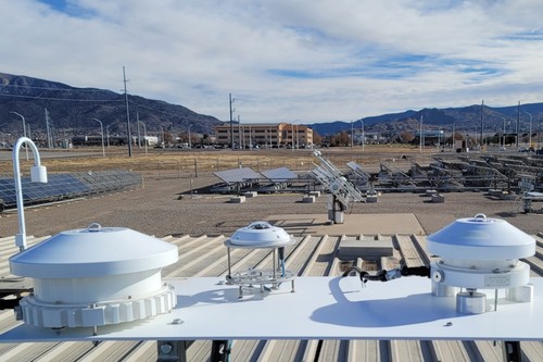 Pair of spectoradiometers mounted horizontally at Sandia National Laboratories.