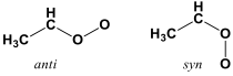 The two distinct conformations of the CH3CHOO molecule.