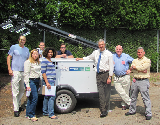Lenny Klebanoff (far left) and members of the CT DOT with the Mobile Fuel Cell Light.