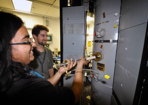 Samira Iqbal, with mentor Dr. Ethan Hecht, worked with a reactor that is used to characterize the oxy-combustion kinetics of pulverized coal under pressure.  