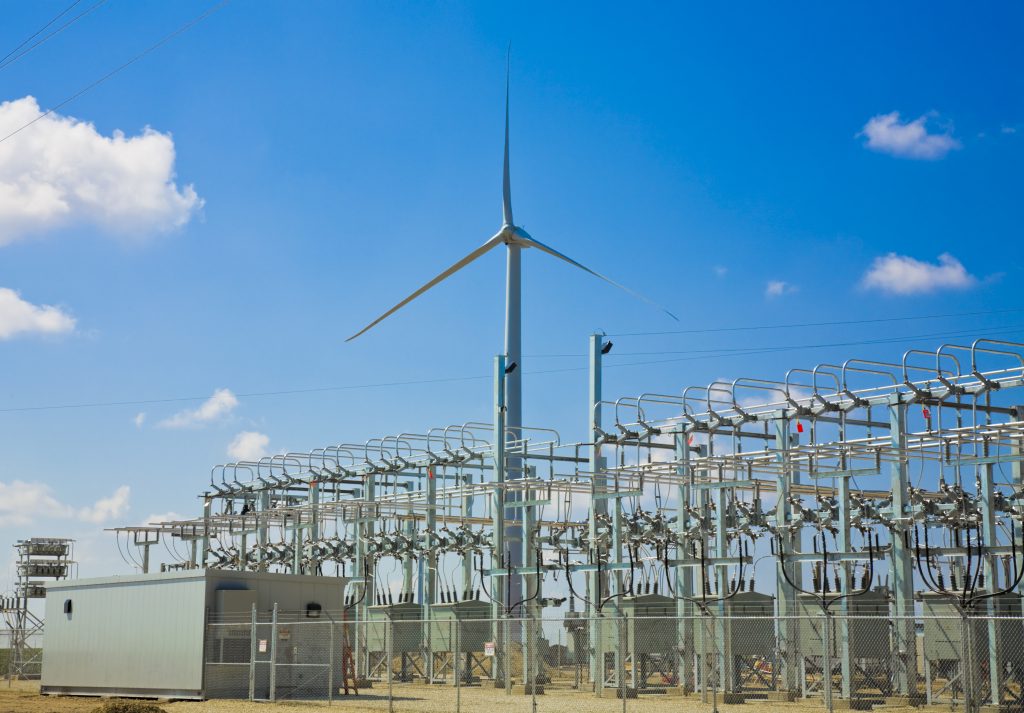 Wind turbine and power collection grid.