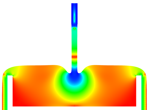 Filling of a bottle with a shear-thinning fluid, showing air entrainment behavior.