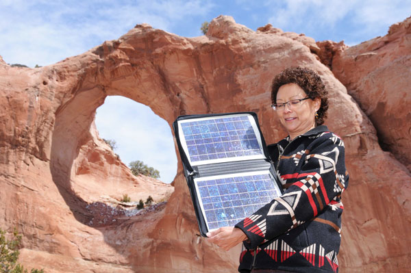 Sandra Begay at Window Rock natural feature