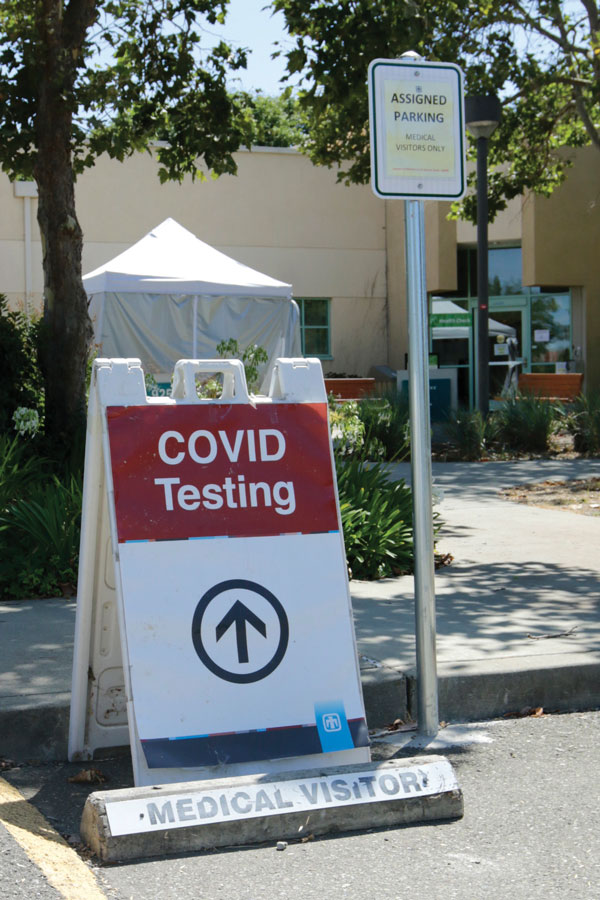 COVID testing sign at medical faciity