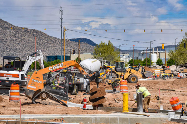 construction crew works on road